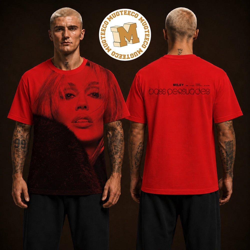 Miley Cyrus Bass Persuades Vintage Graphic Merch Two Sided Unisex Red T Shirt