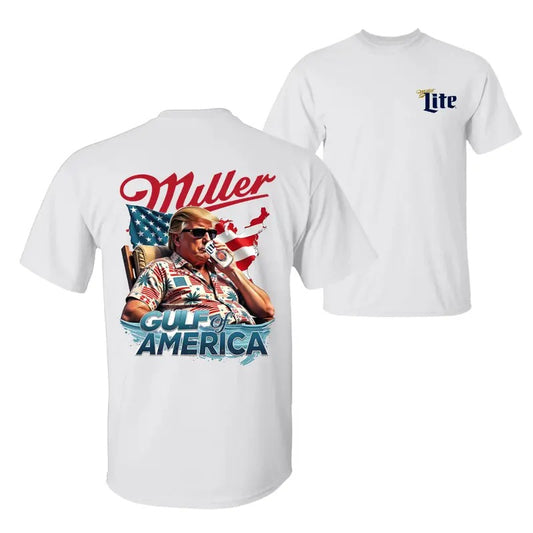 Miller Lite Beer Gulf of America President Trump Shirt, USA Flag 4th of July Independence Day Unisex Cotton T-shirt