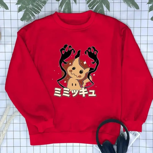Mimikyu Ghost Sweatshirt Grunge Streetwear Funny Shirt Japanese Anime Shirt Mimikyu Shirt Gift, Cute Shirt, Gift For Fan Pokemon, Gift For Him , Gift For Her , Anime Graphic Tee , Trendy Shirt Menswear Top Hoodie Sweaters Long Sleeve Biker Sweatshirt, Hoo