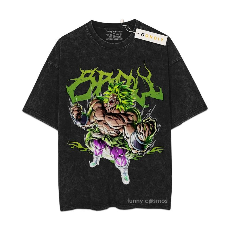 [ Mineral Wash ] Broly Legendary Dbz Fan Anime Shirt, Graphic Washed Style Shirt