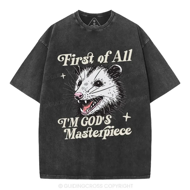 [ Mineral Wash ] First Of All I Am God Masterpieces Christian Washed TShirt Jesus Graphic Washed Style Shirt