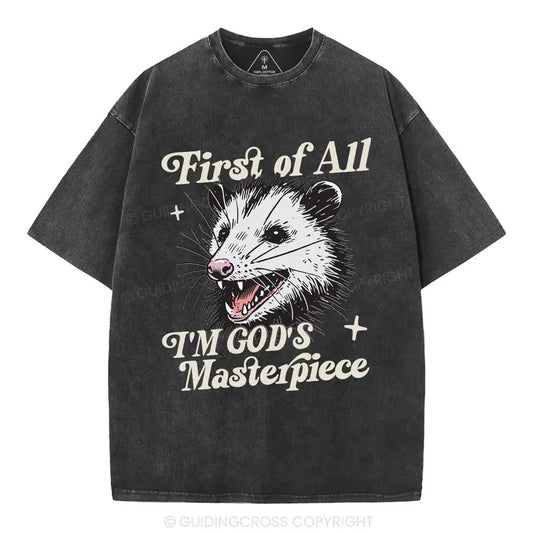 [ Mineral Wash ] First Of All I Am God Masterpieces Christian Washed TShirt Jesus Graphic Washed Style Shirt