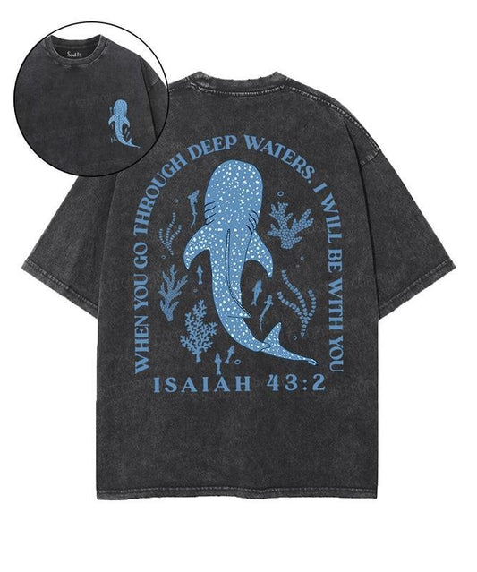 [ Mineral Wash ] I Will Be With You Double Sided Washed Christian TShirt, 5Xl Vintage Jesus Shirt, Cotton Menswear Womenswear