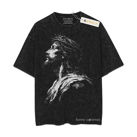 [ Mineral Wash ] Jesus Shirt Christian Graphic Tee Religious Washed Gift For Him Or Her Crewneck Catholic Streetwear Faith Tshirt Easter Apparel