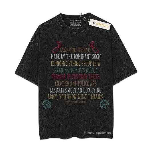 [ Mineral Wash ] Law Are Threats Made By The Dominant Socio Gym Tee, Fan Lovers Streetwear & Washed Gym Style Shirt
