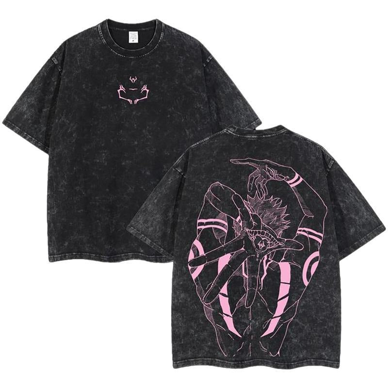 [ Mineral Wash ] Ryomen Sukuna King Of Cursed V2 Jujutsu Kaisen Jjk Unisex Oversize Anime Manga Washed Cotton TShirt,Hoodie, Anime Lover Graphic Tees Menswear Top