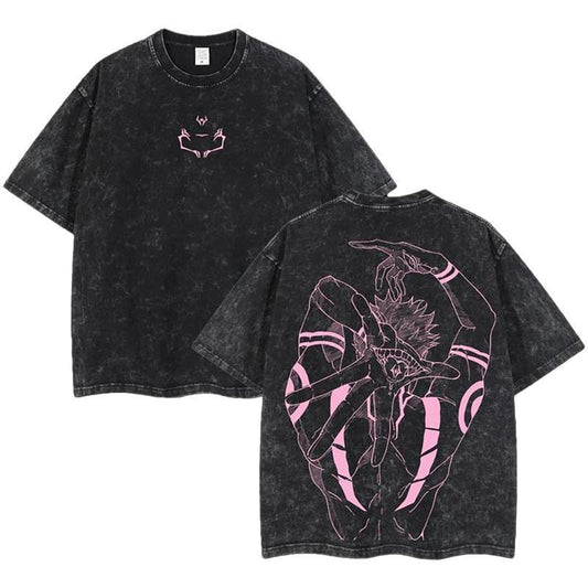 [ Mineral Wash ] Ryomen Sukuna King Of Cursed V2 Jujutsu Kaisen Jjk Unisex Oversize Anime Manga Washed Cotton TShirt,Hoodie, Anime Lover Graphic Tees Menswear Top