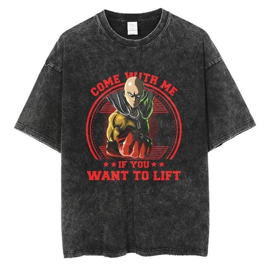 [ Mineral Wash ] Saitama Gym Vintage Shirt Anime Fan Lovers Streetwear & Washed Gym Style Shirt