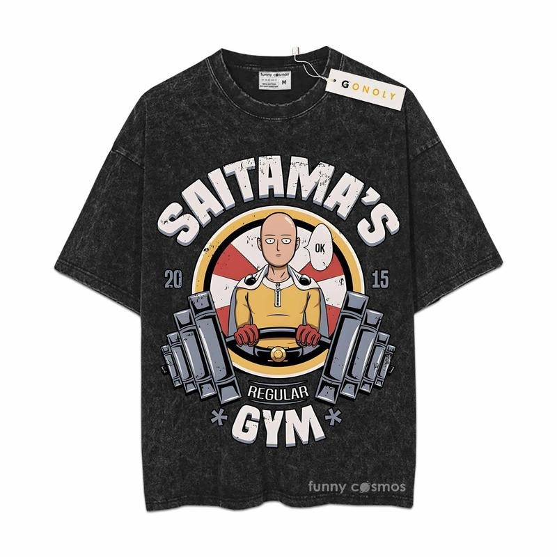 [ Mineral Wash ] Saitama's 2015 Regula Gym Vintage Shirt Anime Fan Lovers Streetwear & Washed Gym Style Shirt