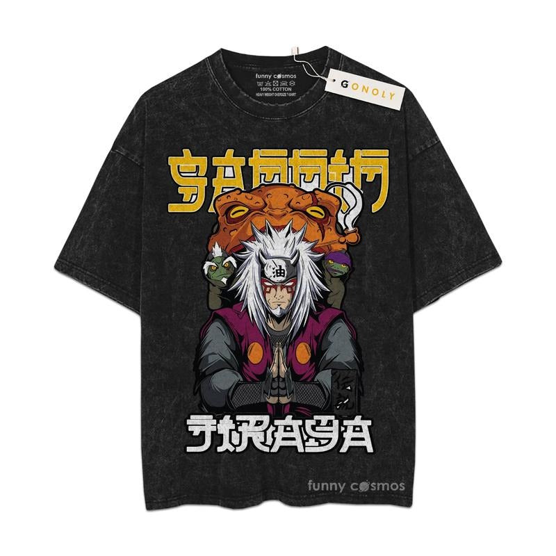 [ Mineral Wash ] Sannin Jiraiya Shirt, Toad Sage, Sage Mode, Naruto Fan Anime Shirt, Graphic Washed Style Shirt