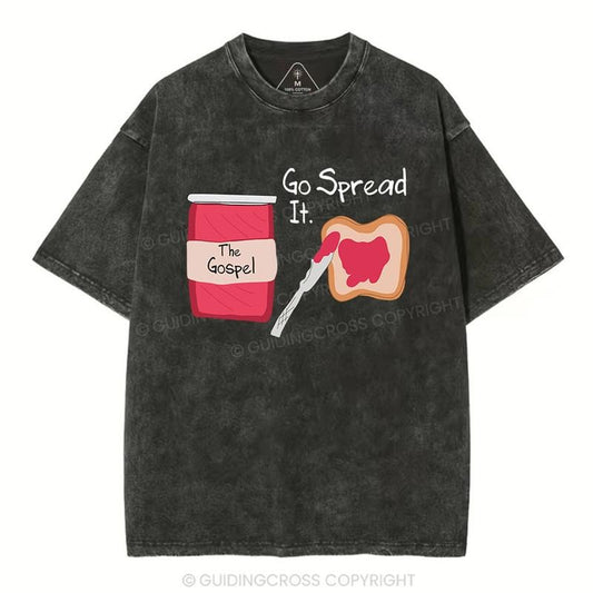 [ Mineral Wash ] The Gospel Go Spread It Christian Washed TShirt Jesus Graphic Washed Style Shirt