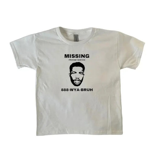 Missing Frank Ocean Baby Tee, y2k clothing, Pinterest ,vintage, streetwear, trendy, Music Lover, Blonde, Frank Ocean Merch