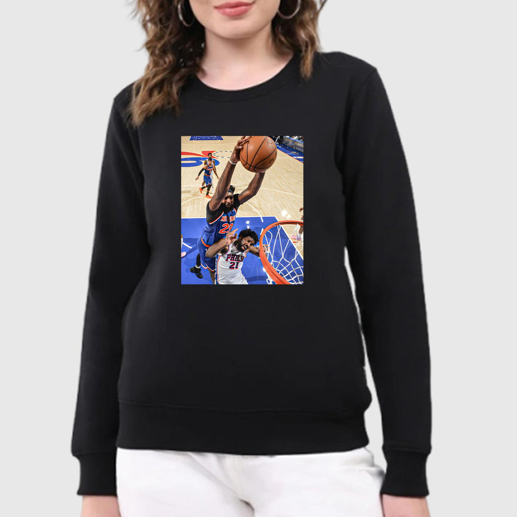 Mitchell Robinson Dunks On Joel Embiid Shirt