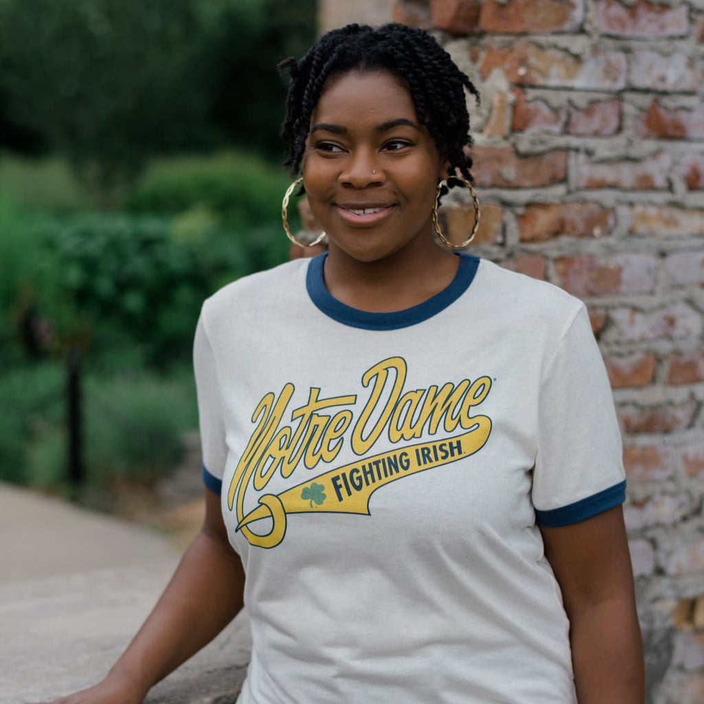 Vintage Notre Dame Script Ringer Tee Style001 Hoodie, Sweatshirt | CoreVibeTees.com (Image 2)