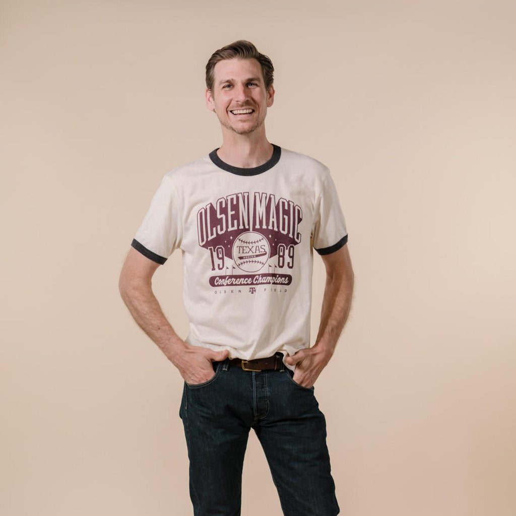 Texas A&M "Olsen Magic" Baseball 1989 Champs Ringer Tee Style001 Hoodie, Sweatshirt | CoreVibeTees.com (Image 2)