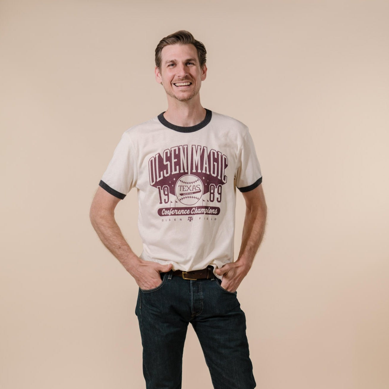 Texas A&M "Olsen Magic" Baseball 1989 Champs Ringer Tee Style001 Hoodie, Sweatshirt | CoreVibeTees.com (Image 2)