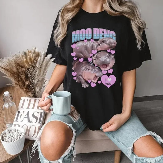 Moo Deng Shirt, Moo Deng Bouncy Pig T-Shirt, Cute Thai Baby Hippo Shirt, Pygmy Hippo Moo Deng