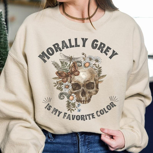 Morally Grey Is My Favorite Color Sweatshirt, Trendy Dark Romance Reader Book Club Hoodie, Smut Spicy Bookish Booktok Reading Sweater