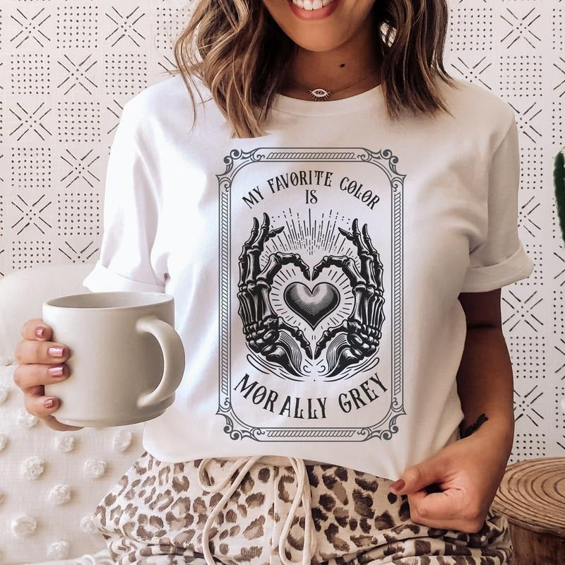 Morally Grey shirt, favorite color, spicy reader tshirt, Funny Reading gift, bookish merch, Fictional Men tee, book club