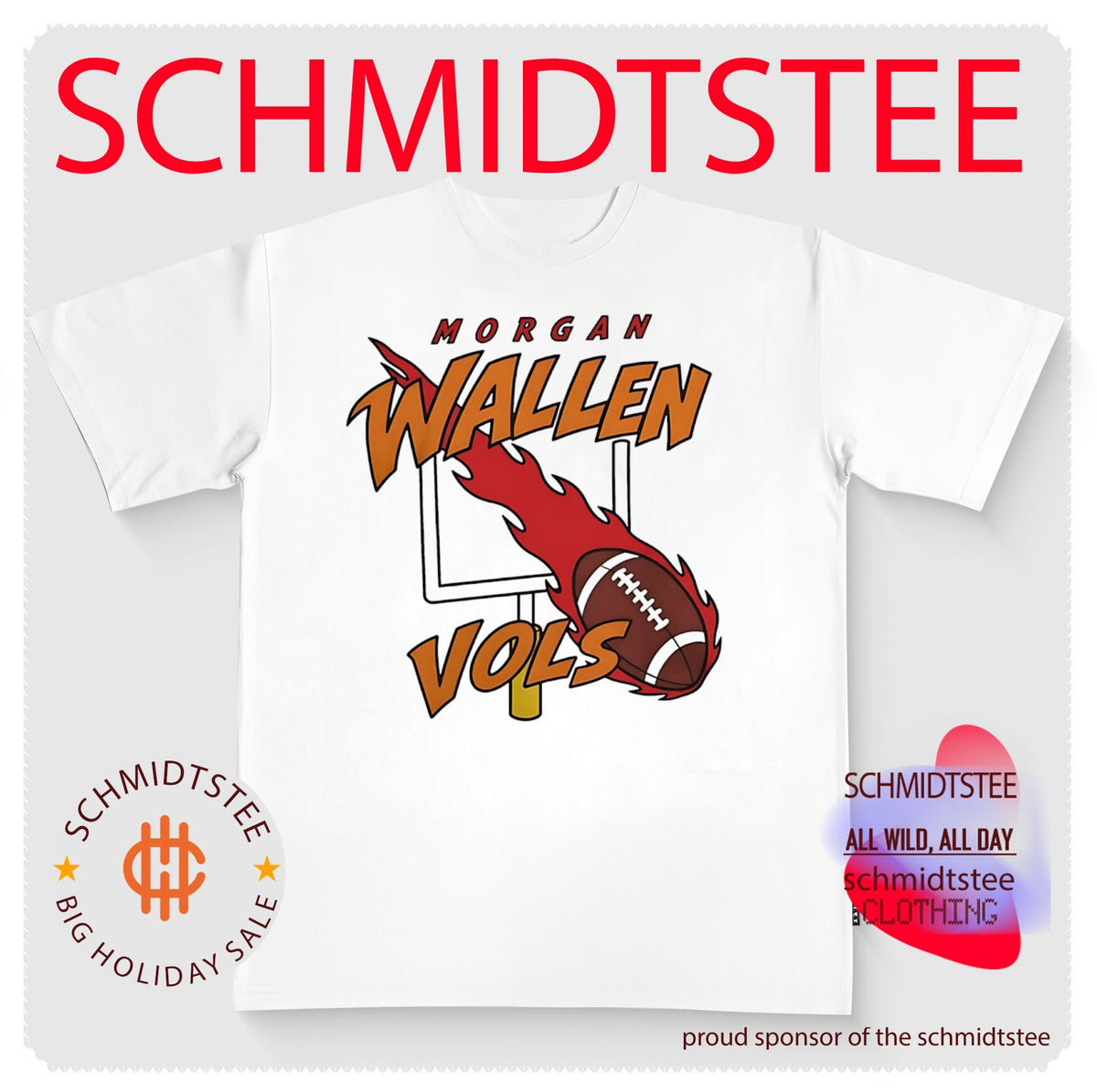 Morgan Wallen Tennessee Volunteers Vols flaming football illustration shirt