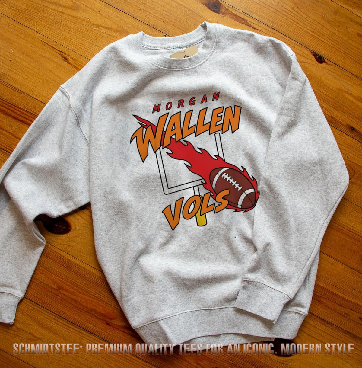 Morgan Wallen Tennessee Volunteers Vols flaming football illustration shirt