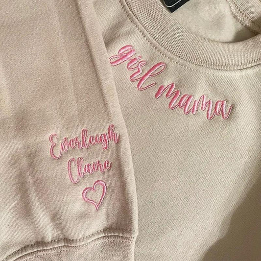 Mother's Day Gift for Mama with Custom Embroidered Sweatshirt, New Mom Shirt, Personalized Grandma Hoodie, Mama and Daughter Sweatshirt