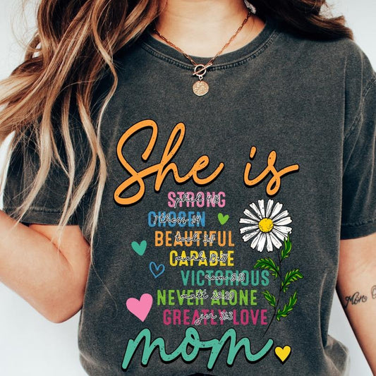 Mother's Day Gift, Mama Oversized Tee, She is Mom 2, Motivational shirt for her, Mom Shirts, Casual Wear Cute Minimalist Retro Lady
