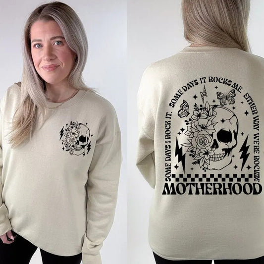 Motherhood Sometimes I Rock It Sweatshirt Rocker Mom Shirt Skull Mom Shirt Trendy Mom T-shirt Funny Mom Gifts Mothers Day Gift Shirt TK43GN