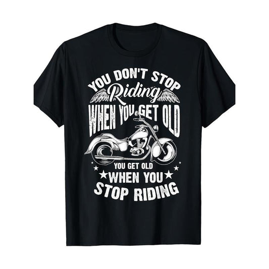 Motorcycle-Themed Crew Neck T-Shirt, 100% Cotton, Regular Fit, Short Sleeve, Basic Geometric Pattern, Slight Stretch Fabric, 220g, with Digital Print Design, for Casual Weekend Wear, All-Season Pullover Made in USAstyle{n002}2