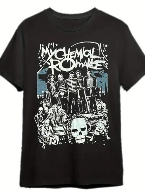 My Chemical Romance Graphic Tee, Iconic Band Print, Unisex Casual Cotton T-Shirt, Rock Music Fan Apparel, Crew Neck T-Shirt , Gift for Him, Gift for Her, Womenswear Menswear Top