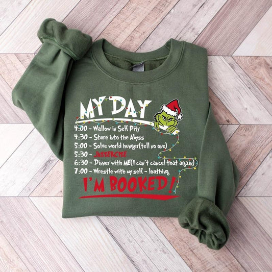 My Day I'm Booked Sweatshirt, Christmas Schedule Crewneck, Christmas Lights Shirt, Women's Christmas Sweater, Christmas Graphic Tee