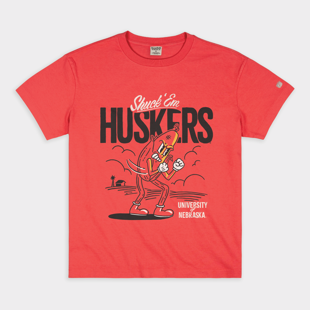 Nebraska "Shuck 'Em Huskers" Vintage Heavyweight Tee Hoodie, Sweatshirt | CoreVibeTees.com