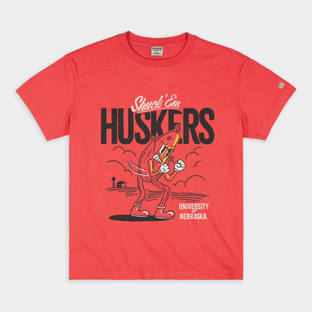 Nebraska "Shuck 'Em Huskers" Vintage Heavyweight Tee Hoodie, Sweatshirt | CoreVibeTees.com