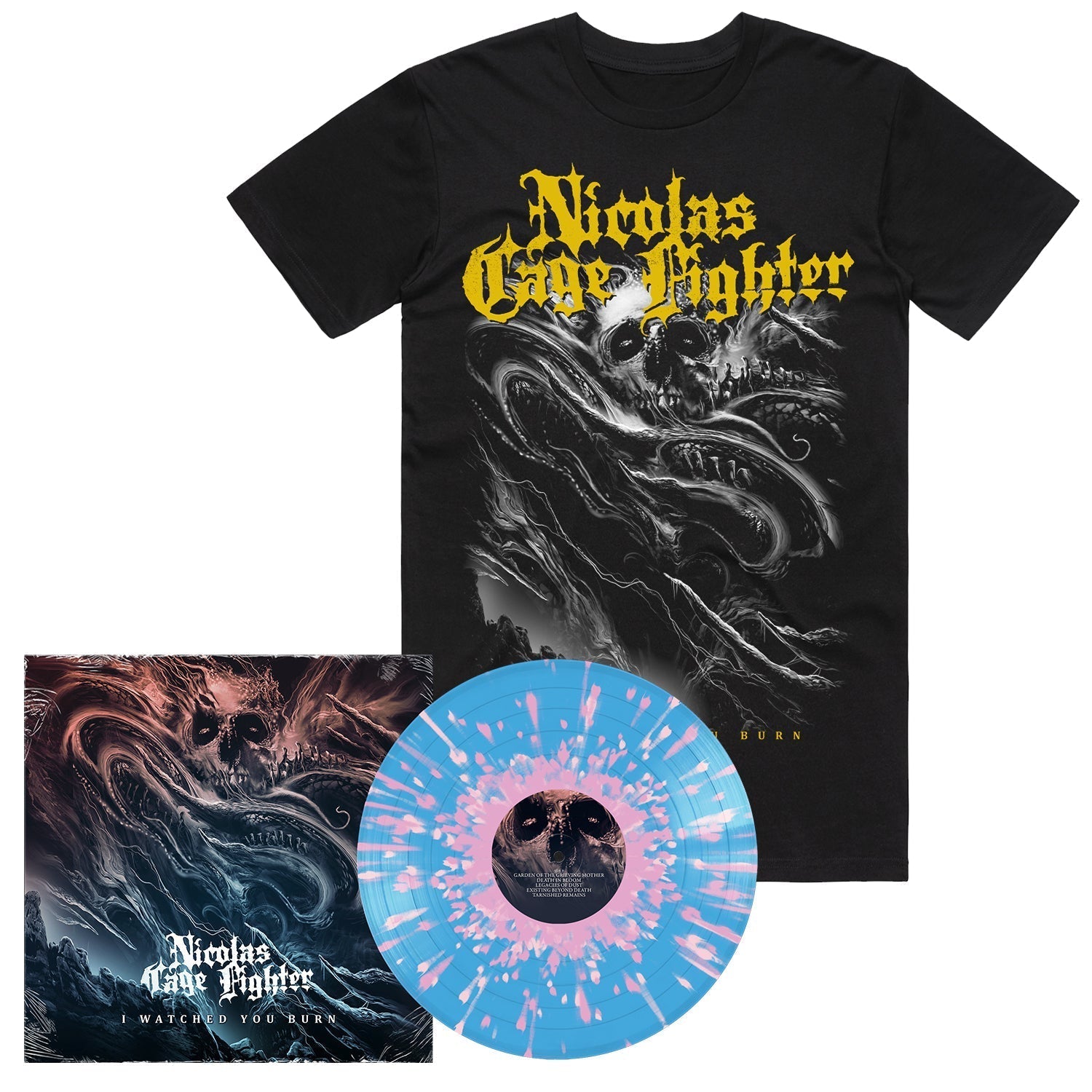I Watched You Burn LP (Blue/Pink Splatter Vinyl) + I Watched You Burn B&W T-Shirt (Black) Hoodie, Sweatshirt