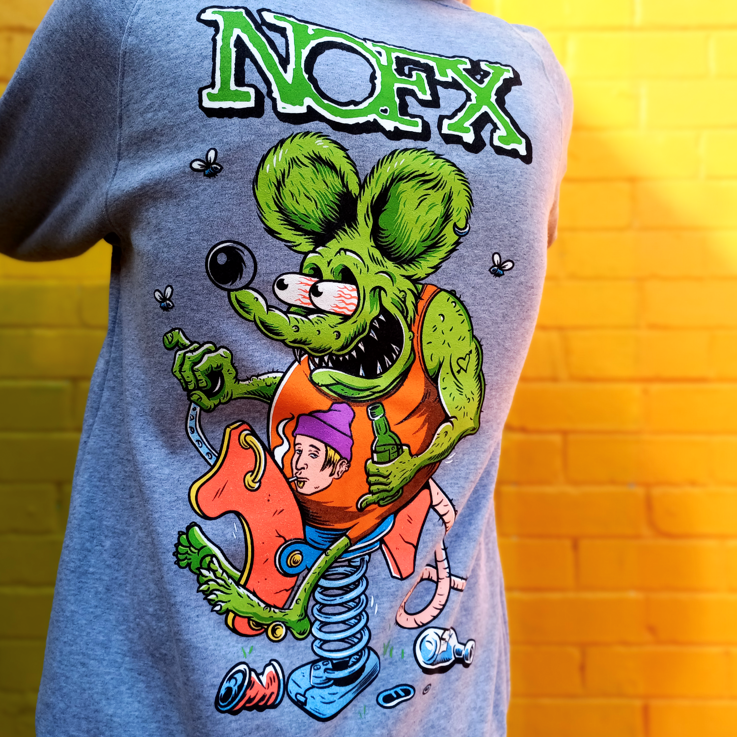 Rat Fink Zip Up Hoodie (Grey Marle) T-Shirts, Sweatshirt | CoreVibeTees.com (Image 3)