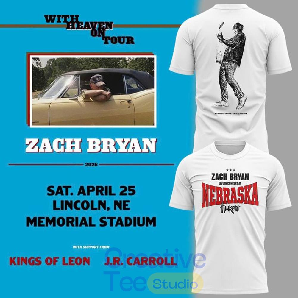 Nebraska Huskers x Zach Bryan With Heaven on Tour 2026 T-Shirt