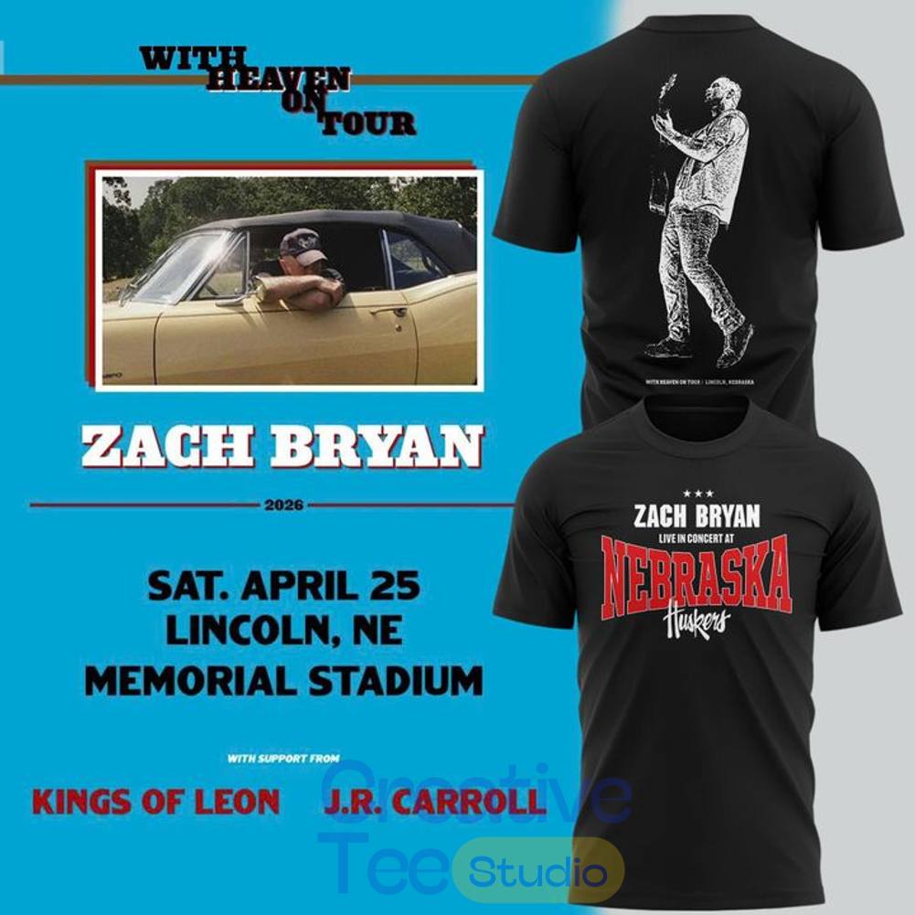 Nebraska Huskers x Zach Bryan With Heaven on Tour 2026 T-Shirt
