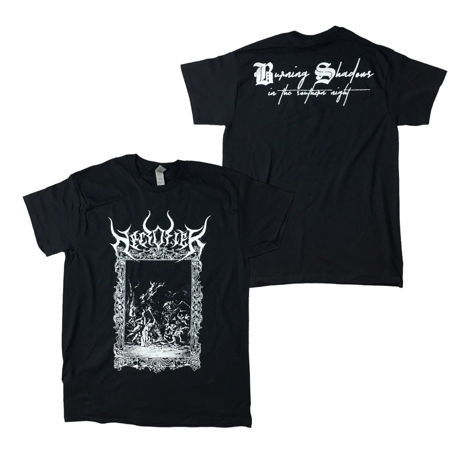 Necrofier - Burning Shadows in the Night t-shirt Hoodie, Sweatshirt | CoreVibeTees.com (Image 1)