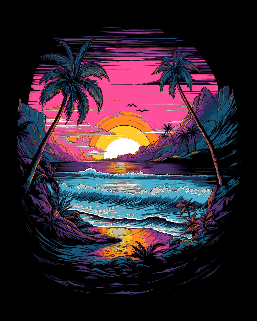 Neon Shores II Tank - Black