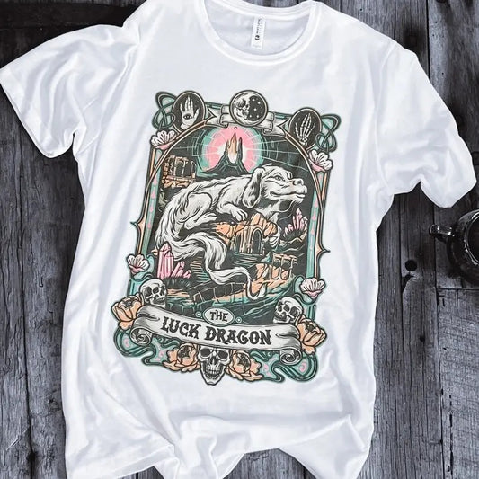 Neverending Story Luck Dragon Tee | 80's Movie Fantasy Shirt | Falcor, Books t-Shirt,  Womenswear Shortsleeve Crewneck Cotton Casual Top Fit