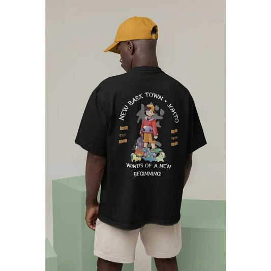 New Bark Town Pocket Monsters Graphic Tee With Front And Back Print Japanese Style Anime Shirt Gift Idea Present For Him For Her Sweatshirt, Hoodie, Comfort Colors