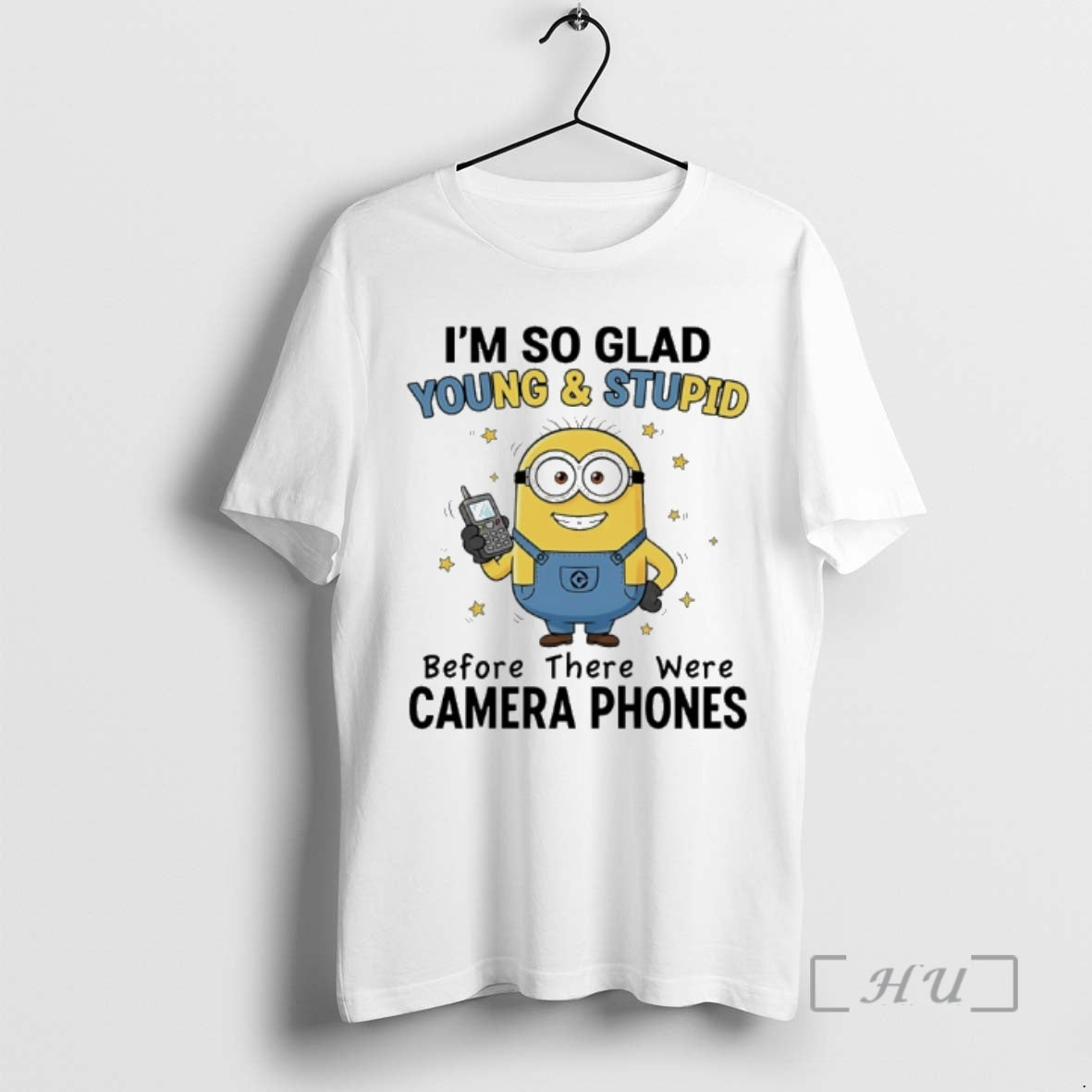 New Minion Im So Glad Young And Stupid Before There Were Camera Phones Premium T-Shirts, Hoodie, Sweatshirt