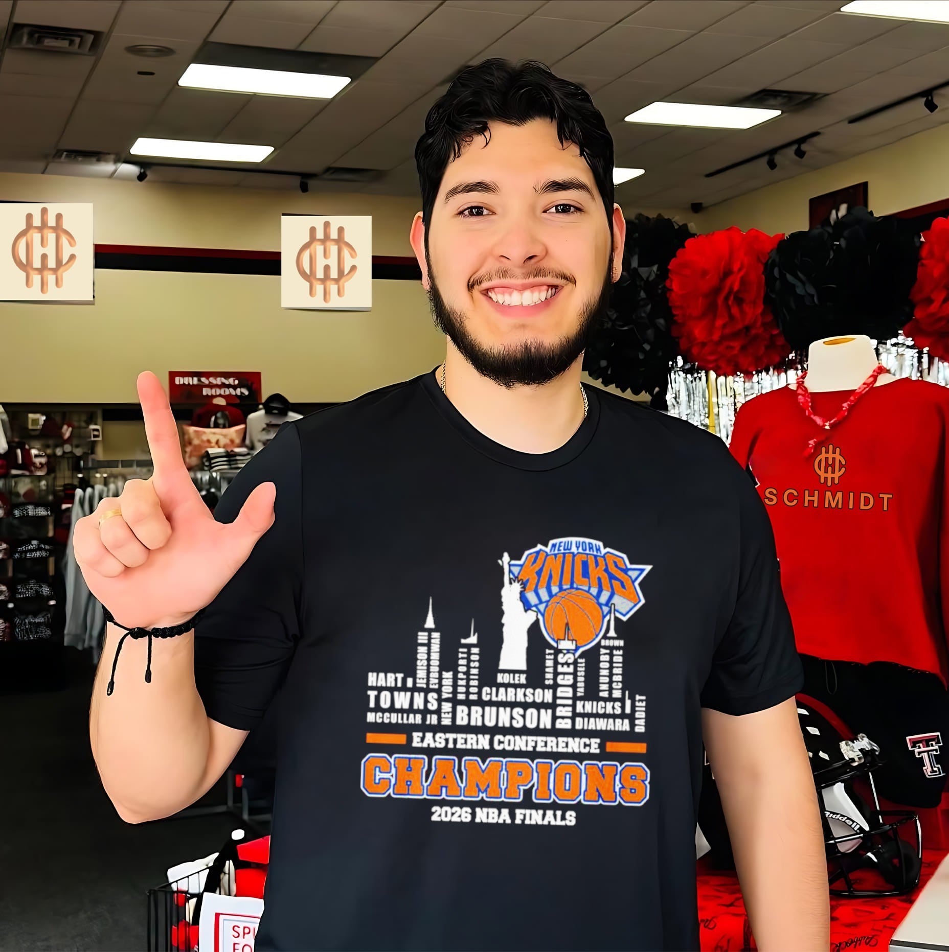 New York Knicks 2026 NBA Finals Eastern Conference Champions player names city skyline shirt