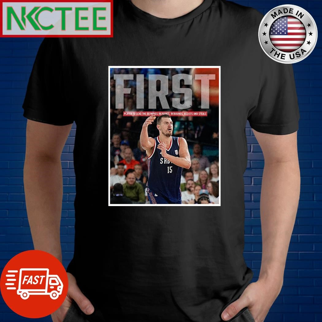 Nikola Jokić first player to lead the Olympics Paris 2024 in points rebounds assists and steals shirt