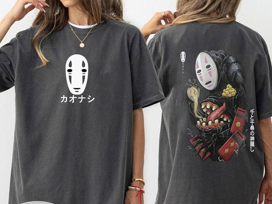 No-face Kaonashi Ghibli Double Side Shirt Kaonashi Studio Ghibli Shirt Spirited Away Shirt Chihiro No Face Shirtspirited Away Shirt