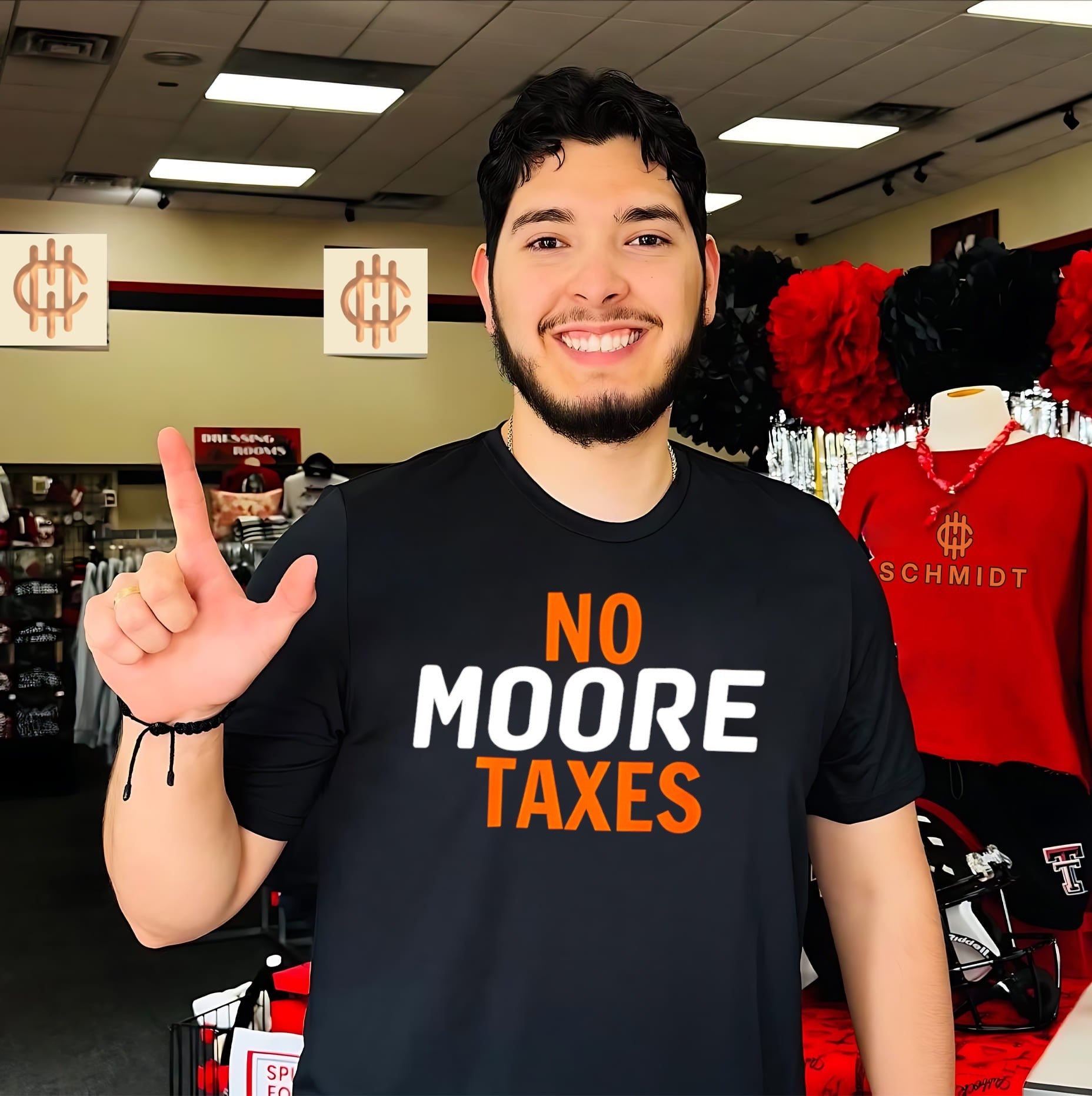 No moore taxes simple text shirt