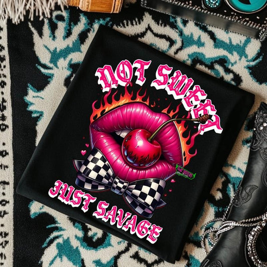 Not Sweet, Just Savage Sassy Graphic T-Shirt, Trendy Unisex Tee for Casual Wear, Gift for Her, Festival Top, Summer Statement Shirt