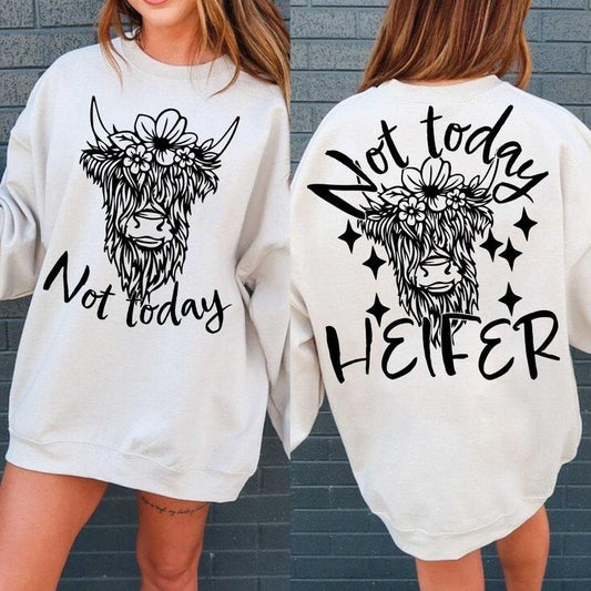 Not Today Heifer  Coffee lover Highland Cow  Funny Western Cow  Funny Cow Png  Retro Trending
