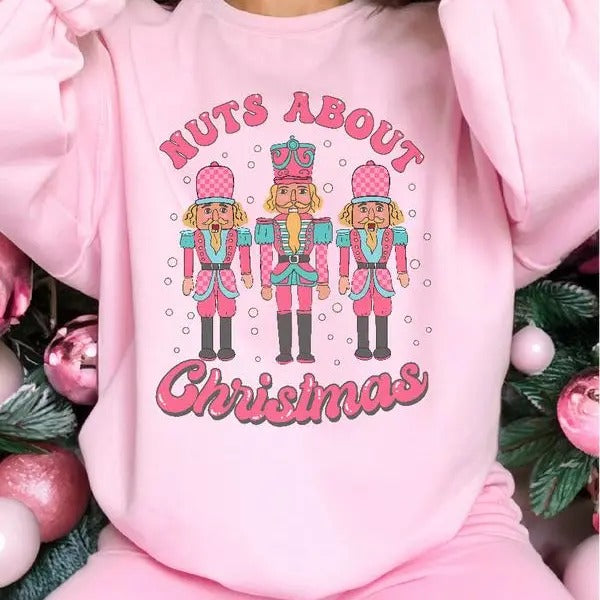 Nuts About Christmas, Unisex Apparel Relaxed Fit Printed In The USA Clothing Womenswear Casual Love Comfortable, Christmas Shirt.