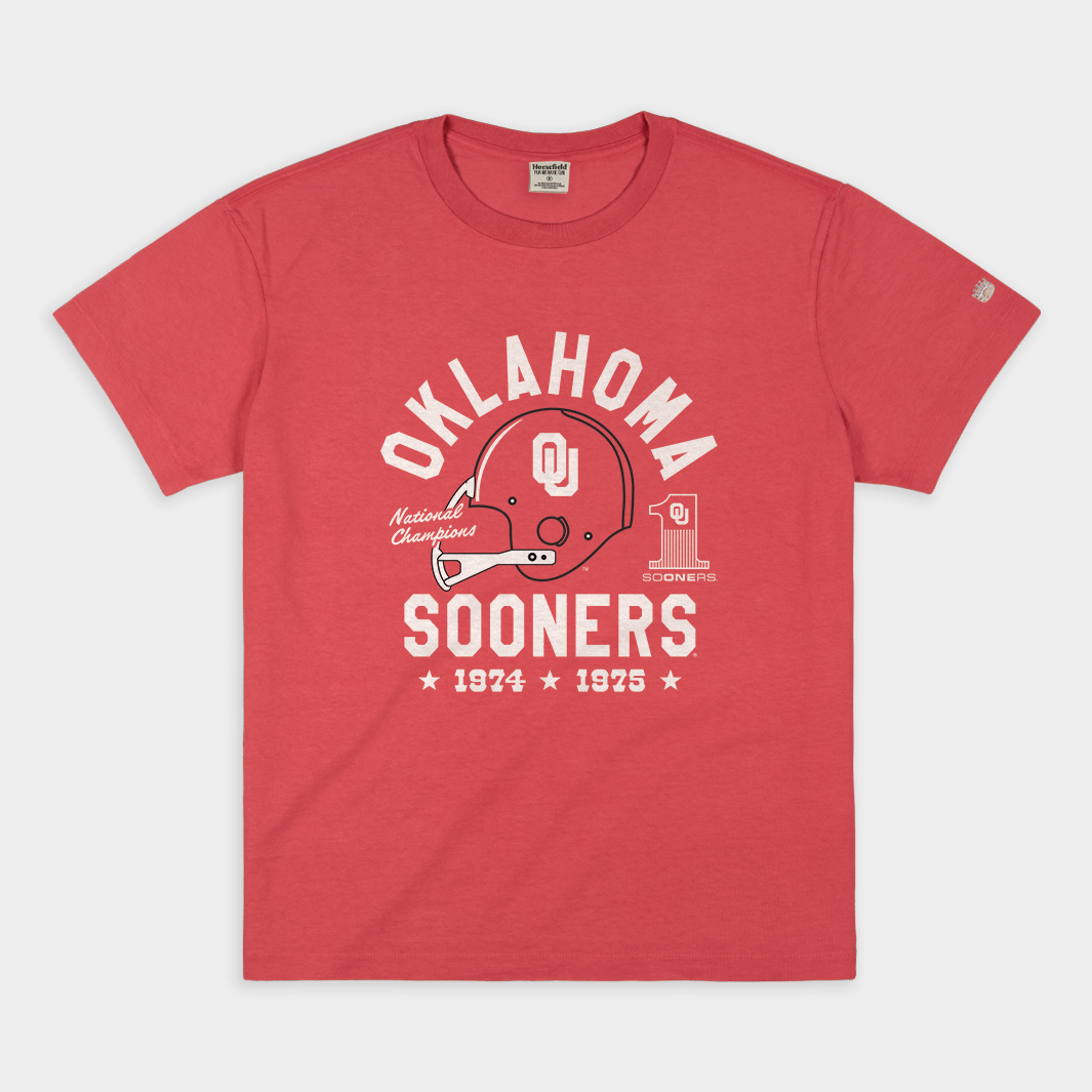 Oklahoma Football 1974 and 1975 Champs Vintage Heavyweight Tee Hoodie, Sweatshirt | CoreVibeTees.com (Image 1)